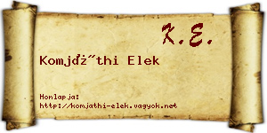 Komjáthi Elek névjegykártya